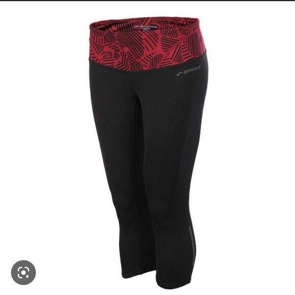 Brooks Infiniti III Capris Black Purple Crops S - Picture 1 of 6